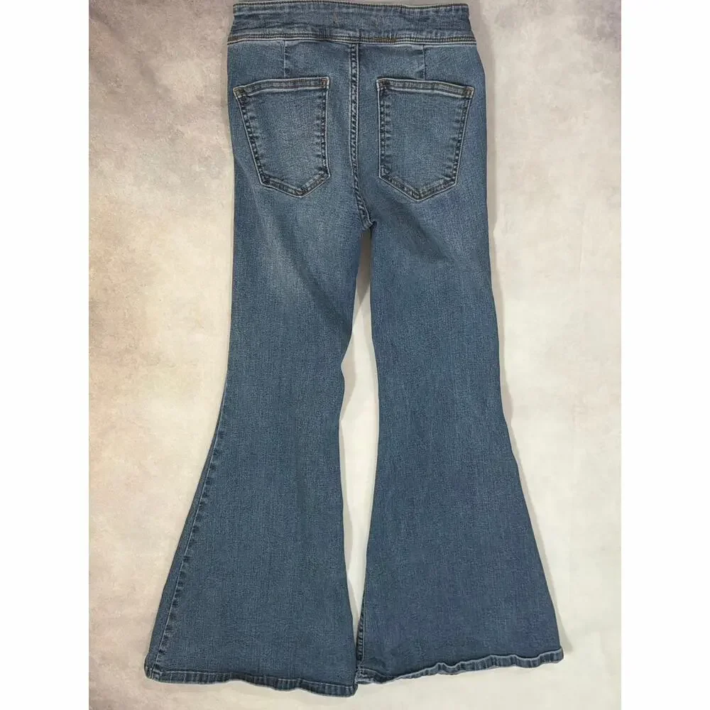 Free People Just Float On Flare Jeans Size 26 Medium Wash Wide Leg Boho